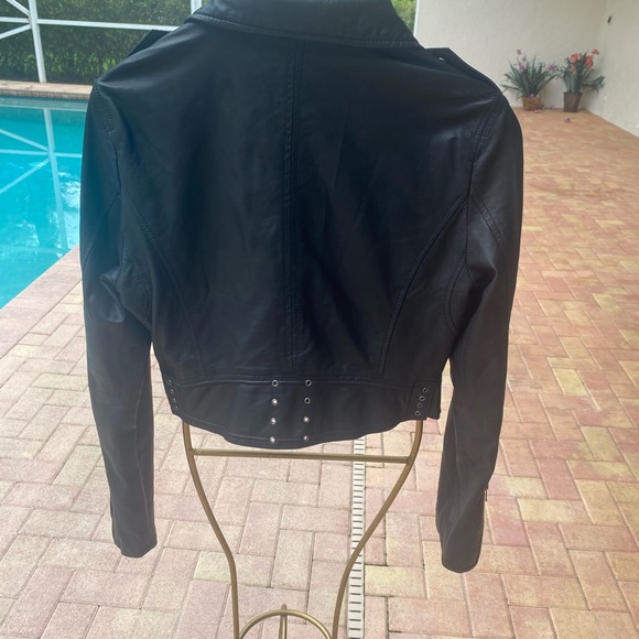 Joie black leather jacket with silver stud detail - Picture 6 of 11